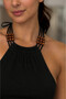 Women's Halter Neck Beaded Detailed Knitted Blouse