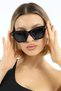 Women's uv400 black cat eyes sunglasses silver detail 25-18 c2 - 5