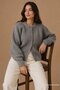 Anthracite Crew Neck Thessaloniki Knitted Buttoned Women's Cardigan Mg2487