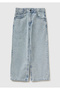 Boy's ice blue denim pants with embroidered logo pocket and slim striped comfort fit
