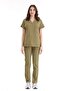 Khaki Luxury Lycra Grey Bottom Top Suit Doctor Nurse Uniform - 2