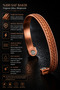 Men's and Women's Copper Bracelet with Leather Weave on Top and Magnet Model Pure Copper Bracelet