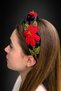 Bym578 Women's Henna Evening Dress with Hand Embroidered Red Motif on Black Fabric and Daily Handmade Hair Crown - 5