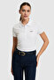 Women's White Polo Collar Basic T-Shirt 50323461-Vr013