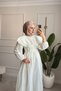 Design Balloon Sleeve Yellow Summer Belted Lined White Scallop Dress - 9