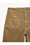 Cotton High Waist Jean Pants with Buttoned Pockets - Culotte Jeans - 7