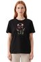 Multicolored Floral Teddy Bear Printed Oversized Basic Fit Crew Neck Unisex T-Shirt