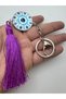 Purple Tassel Keychain with Evil Eye Figure – Stylish and Protective Gift Design - 2