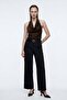 Slim Belt Draped Fabric Trousers