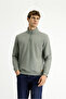 Half Turtleneck Collar Regular Fit Zippered Cotton Pack Sweatshirt