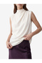 Crepe Fabric Drape Detailed High Neck Sleeveless Blouse - 4
