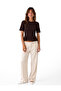 Cotton Crew Neck Short Sleeve Pleated Detailed Peplum Blouse
