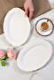 4450 Set of 2 Porcelain Kayık Plates - Oval Breakfast Serving Set 25cm - 3