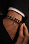 Men's Pure Copper Bracelet with Brown Leather and Patterned Adjustable Magnet Model for Men and Women Copper - 3
