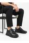 Men's black genuine leather orthopedic daily sneaker shoes