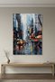 Rainy New York Street and Yellow Taxis Glass Painting, Home and Office Uv Printed Premium Unbreakable 4mm