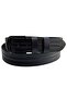 Black Genuine Leather with Stripe Pattern in the Middle Model 4 Cm. Wide Sports Belt // 400-42 - 2