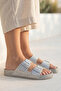 Women's Silvery Soft Double Buckle Orthopedic Slippers |   Non-Slip Sole, Summer, Dowry, Daily Slippers - 3