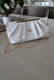 Women's White Clucht Chain Hand and Shoulder Bag - Evening Bag - 4