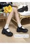 Mary Jane Chunky Leather Shoes for Women Square Toe Heeled Flatform Shoes with Buckle Decor Ankle St