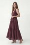 Burgundy Voile Cotton Women's Midi Dress - 2