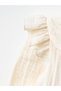 Ruffle Shoulder Muslin Baby Girl Dress - Natural Fabric Stylish Design - 3