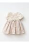 Lace Collared Floral Patterned Baby Dress with Bow Detail - 2
