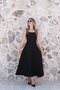 Black Square Neck Tie Back Midi Dress