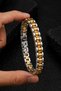 Men's Stainless Steel Bracelet with Yellow and White Detail Chain Model Modern Stylish Durable Design - 2