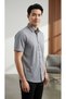 Patterned Buttoned Indigo Short Sleeve Men's Shirt - 5