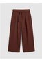 Lcw Kids Brown Linen Look Girls' Pleated Trousers - 2