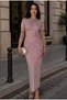 Women's Slit Detailed Stretch Fabric Midi Length Polka Dot Dress - 2