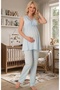Women's Blue Lace Special Design Maternity Pajama Set - 4