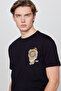 100% Cotton Regular Fit Regular Cut Crew Neck Logo Detailed T-Shirt - 4