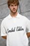 Men's T-Shirt Limited Written Polo Collar White Oversize Printed Knitwear - 2