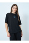 Black Printed T-Shirt and Wide Leg Pants Co-Ords - 2