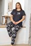Plus Size Women's Short Sleeve Viscose Pajama Set 260061 Anthracite - 4