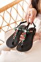 Zri̇n-1110 Premium Black Multi Stone Flip Flop Women's Sandals