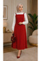 Women's Red Crepe Fabric Gilet Dress with Adjustable Strap