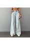 High Waist Blue Destroy Detailed Wide Leg Women's Jean Trousers Comfortable Fit Casual Denim Pants - 7