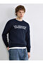 Esvab • Modern & Distinctive Zero Roba Collar Slogan Printed Men's Knitwear Sweater