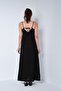 Maternity Strappy V-Neck Slit Long Linen Dress Black - 8