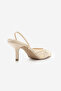 Women's Stiletto Pointed Toe Beaded Embroidered Mesh Elastic Classic Heeled Shoes Morose Beige Satin - 6