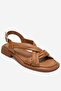 Frand Tan Genuine Leather Cross-Strap Women's Sandals - 3