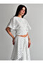 Women's Front Pleated Detailed Polka Dot Skirt and Blouse Double Set - 7