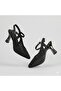 (Öz Maçan) Women's Shoes with Drop Stone Detail, Closed Toe, Thick Heels, Black