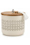 Cream Metal Candy Storage Jar with Wooden Lid –18 × 17 cm