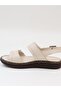 D26Ys 2745 Cream Genuine Leather Velcro Women's Sandals - 7