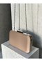 Beige Color Z.A.R.A. Satin Crystal Stone Embroidered Chain Women's Evening Dress Bag Wedding Engagement Graduation - 4