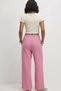 Women's Blue Muslin Fabric Elastic Waist Wide Leg Pants Summer Comfortable Cut - 7